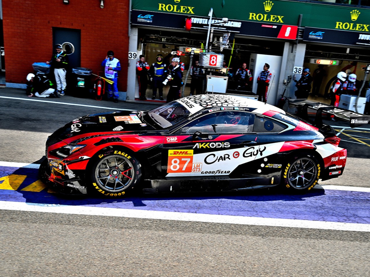 A Lexus RC F GT3 in the pits